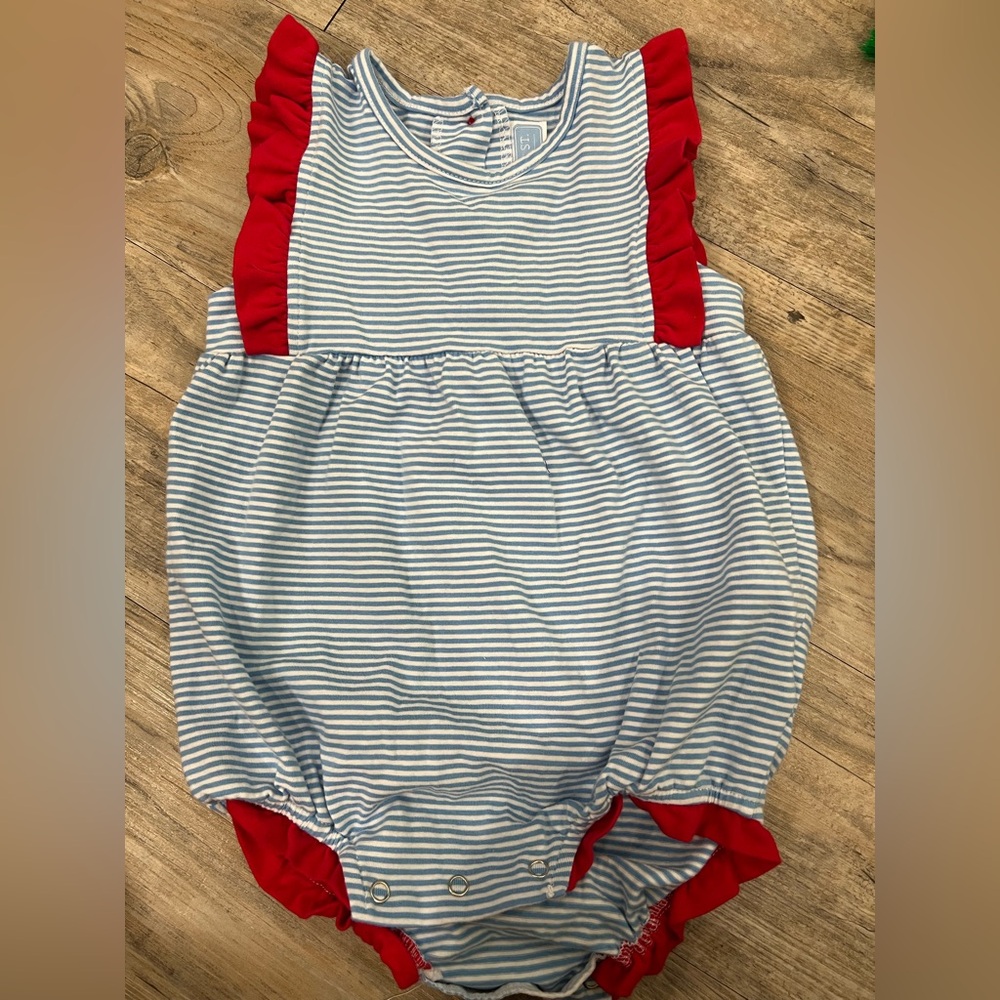 Trotter St. Pima cotton sleeveless bubble with ruffles